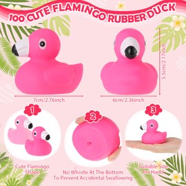 Jerify 48 Pcs Flamingo Rubber Duck Bulk Rose Pink Light Pink Flamingo Bath Toys Floating Flamingo Toys Summer Beach Rubber Ducks for Shower Toys Party Favors Decor Classroom Prize with Storage Bag