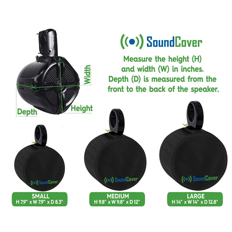 Black Waterproof 600D Marine Wake Tower Speaker Covers – Large