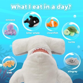 MaoGoLan 7Pcs Shark Plush Toys Hammerhead Shark Stuffed Animals Set for Kids, 6 Sea Creature Plushies inside No-Zipper Mouth, Party Favor Stuffed Animal Bundle for Girls Christmas Valentine's Day Gift