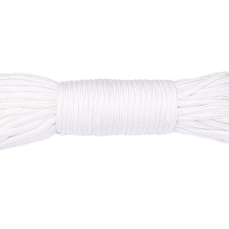 WedDecor 2mm White Nylon Braided Cord, 50 Meters - Ideal