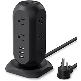 Surge Protector Power Strip Tower 6Ft Extension Cord with 3 USB Ports 11 Outlets