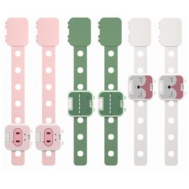 6 Pcs Cupboard Locks Adjustable Child Safety Locks Child Safety Strap Locks for Cabinets Drawers Appliances Closet Kitchen Fridge and Oven Trash Dishwasher Toilet No Tools Needed
