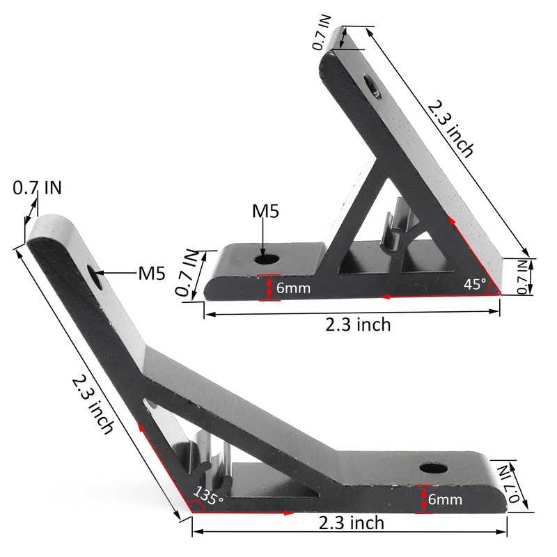 BLCCLOY 4Pcs 45deg, 4Pcs 135deg 2020 Aluminum Extrusion T Slot