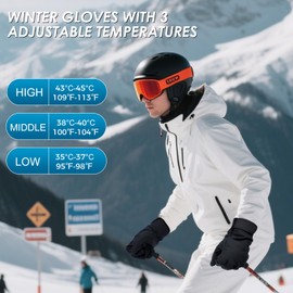 Anpress USB Heated Gloves for Men Women Full Finger Hand Warmers Heated Gloves Electric Heating Mittens Waterproof Windproof Warm Winter Gifts for Ski Cycling Driving, 3 Levels Temperature