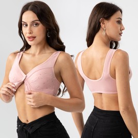 Numgug Bra for Women, Front Closure Daisy Bra Front Buckle Corset Without Underwire Poking More Comfortable 4PCS 36