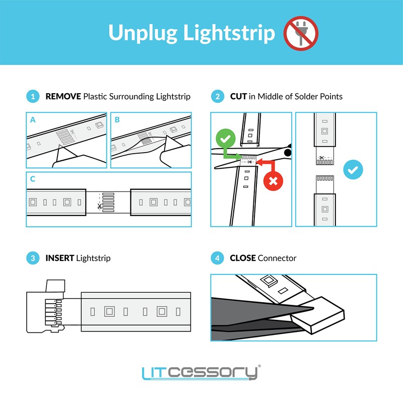Litcessory Cut-End to Cut-End Connector Compatible with Nanoleaf Essentials Lightstrips