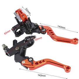 EVGATSAUTO Palancas del cilindro maestro, 1 par 7/8"(22 mm) Embrague de freno de motocicleta universal Palancas del depósito del cilindro maestro(Orange)