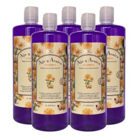 Shampoo Regenerador Antiseborreico Ajo Y Arnica 1lt. 5 Pzas
