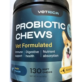 Vetrica Probiotic Chews - Duck Flavor - 130 soft chews - expires 01/2026