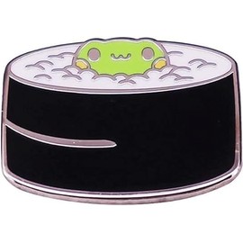 Cute Sushi Frog Enamel Pin Kawaii Travel Frog Lapel Pin Cartoon Animal Food Brooch Pin Japanese Kitchen Badge Clothing Hat Backpack Accessories Pins DIY Crafts, Metal
