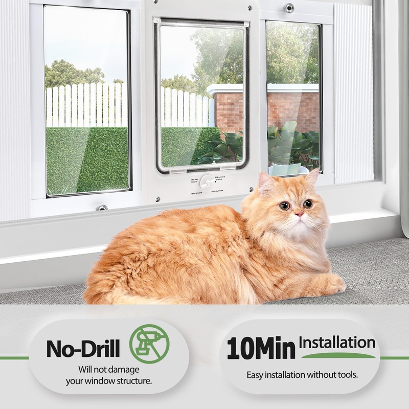 Full-Size Window Pet Door for Cat&Small Dog, Fits 36"- 40"