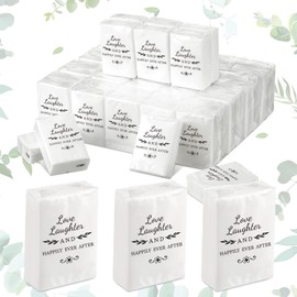 50 Pack Happy Tears Tissues Packs for Wedding Bulk Facial Tissues Items for Guests Welcome Bags Pocket Paper 3 Ply Individual Mini Travel Tissue Packs for Wedding Graduation Party Ceremony(Classic)