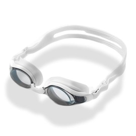 [AX] Swimming Goggles, Swimming Goggles, Water Glasses (S-1.50 - S-5.00), Nose Belt, 3 Sizes, Unisex, One Size Fits All (White, -4.0)