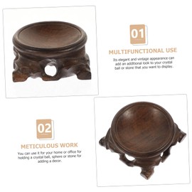 Ciieeo 2pcs Crystal Ball Wooden Stand Balls Round Adorn Holder Sphere Holder Large Bauble Stand Globe Solar