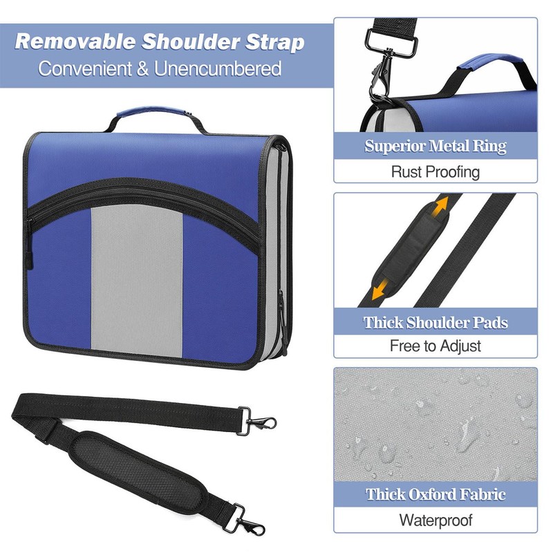 MoKo Zipper Binder, 3 Inch 3 Ring Binder with 600
