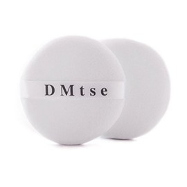 DMtse Round Jumbo Velour Powder Puff w Ribbon 4 Diameter White by DMtse