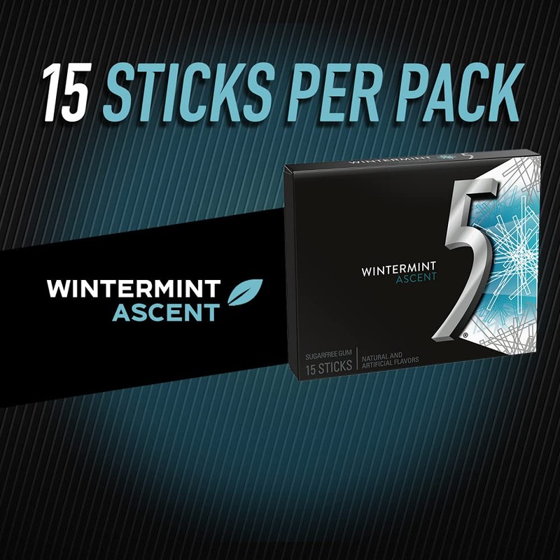 WRIGLEY'S 5 Gum Wintermint Ascent Sugarfree Gum, 15 Piece Pack