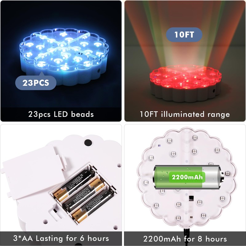 LED Lights Base - 6 Inch Round Lights 13 Colors