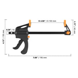 ZOENHOU Pack of 8 Quick Release Clamps, 103 mm Wingspan, 45 mm Projection, One-Handed Clamps with Adjustable Pressure for Wood and Metalworking