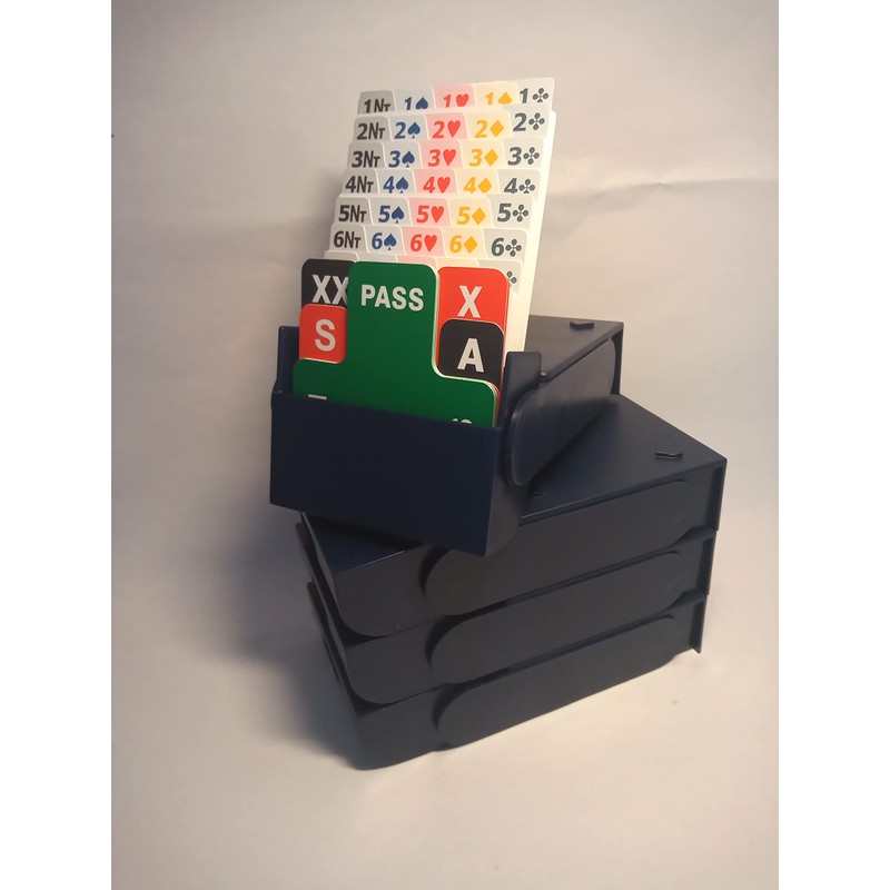 SuperBridgeBox - set of 4 with 100% plastic biddingcards (Blue)