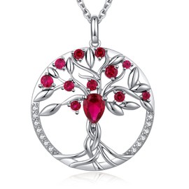 Jiahanzb 18K Plated Tree of Life Necklace for Women Pendant Necklace Cubic Zirconia Jewellery Birthday Wife Jewellery, Sterling silver, Cubic Zirconia