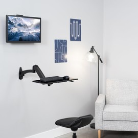VIVO Sit-Stand 24 Inch Pneumatic Spring Keyboard and Mouse Tray Wall Mount, Counterbalance Height Adjustable Typing Platform, Ergonomic Tilt, Black, MOUNT-KB35B