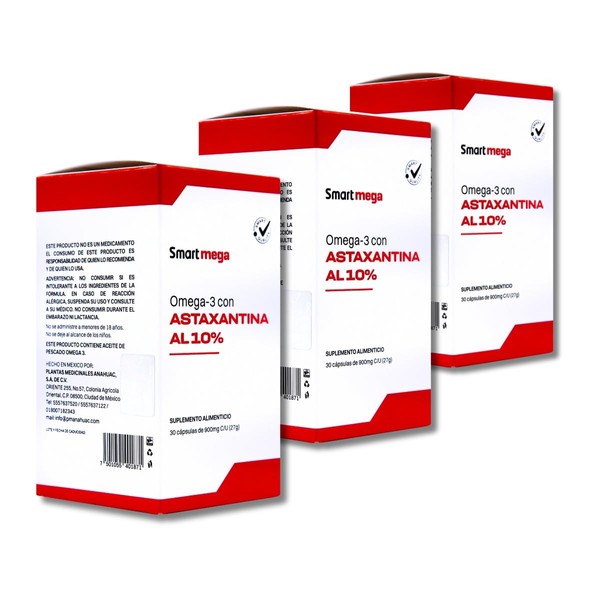 Smart Mega Pack 3 pzas Astaxantina 10 Ultra Pura con