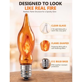 12PK Flickering Flame Light bulbs, Halloween Light Bulbs for Chandeliers
