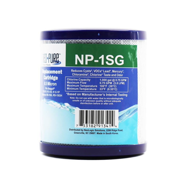 Neo-Pure NP-1SG Sub-Micron Filter Cartridge | Seagull RS-1SG Compatible |