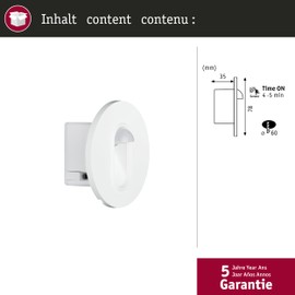 Paulmann 92925 LED recessed luminaire recessed Wall luminaire Round incl. 1x2.7-watt recessed Spotlight White spot Plastic recessed lamp 2700 K