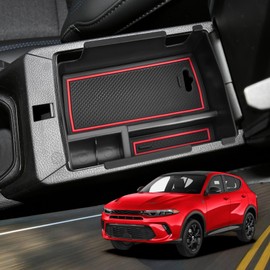 YEE PIN for Dodge Hornet Center Console Organizer Dodge Hornet GT Middle Console Storage Insert Console Tray Arm Rest Organizer for 2023 2024 2025 Dodge Hornet Accessories GT GT Plus R/T R/T Plus Red