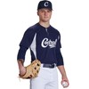 Champro Boys' Clean Up 2-Button Youth Baseball/Softball Jersey, Navy, White,
