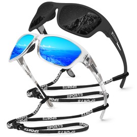 KUGUAOK 2 PACK Polarized Sports Sunglasses for Men Driving Cycling Fishing Sun Glasses 100% UV Protection Goggles