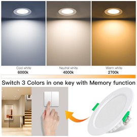 LED Recessed Spotlight, 230 V, Dimmable, 7 W, Ultra Flat LED Spotlights, Warm White, Neutral White, Cool White, Adjustable IP44 Ceiling Spotlights, Recessed Spotlights, Ceiling Spotlight for Bathroom,