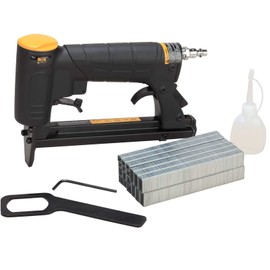 HBT HB7116P-KT 22 Gauge 3/8-Inch Crown Pneumatic Upholstery Stapler, Air Stapler Kit, with 6000 Staples, 1/4-Inch to 5/8-Inch