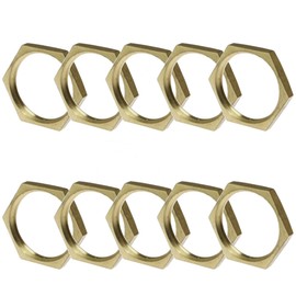 SQXBK - 10 tuercas hexagonales de latón de 3/4 pulgadas para montaje de tuberías, tuercas delgadas de latón hexagonal hembra para fontanería