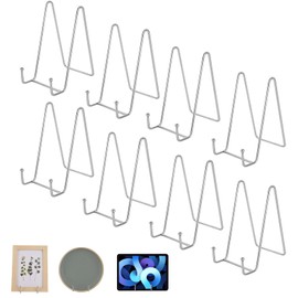 LOLYSIC 8Pcs Plate Stands for Display - 6 Inch Metal Plate Display Stands - Iron Easels Tabletop Display Stands for Books Photo Picture Frame Decorative Plate Dish Arts Crafts, Silver