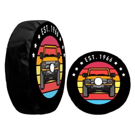 Compatible with Ford Bronco Spare Tire Cover, Digitally Printed Custom Car Pattern, Protects from Mud and Dust, UV and Water Resistant, Fits Multiple Ford Bronco Models (Car 1)