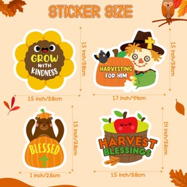 Yopyame Fall Stickers for Kids - 1000PCS Fall Christian Stickers in 2 Rolls, Faith Religious Autumn Stickers for Kids, Sunday School, Students Party Favor, Water Bottles, Scrapbook (16 Styles)