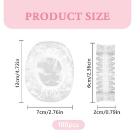 Pack of 100 Shower Ear Covers, Disposable Earmuffs, Waterproof Transparent Earmuffs, Ear Covers with Elastic Bands for Hair Dye, Bathing, Spa, Hairdressing Salon, Home and Hotel