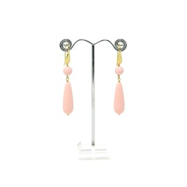 Ohrhänger mit Kugel und Tropfen in hellrosa Korallenpaste, Haken aus vergoldetem Silber
