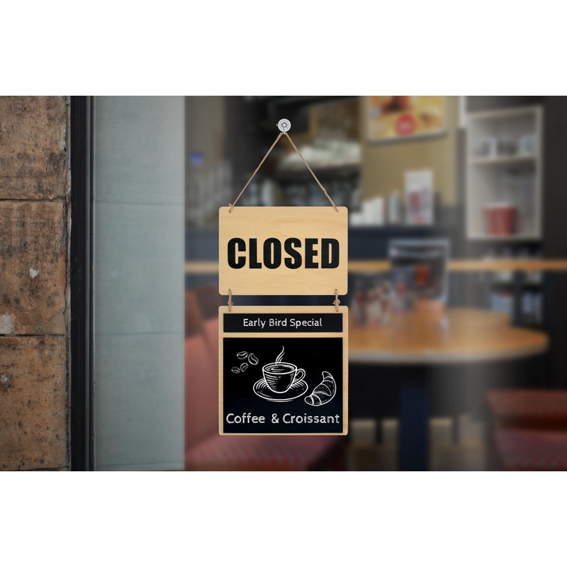 Double-Sided OPEN/CLOSED Sign with Message Board,Ideal for Retail, Restaurants, Bars