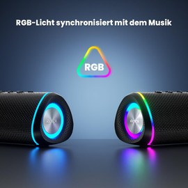RIENOK Bluetooth Speaker 30 W Music Box 5.3 with RGB Light Portable Music Box IPX5 Waterproof Speaker Bluetooth Boxes AUX TF for Camping Park Garden Party at Home