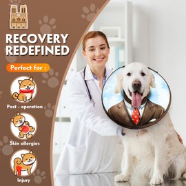 SuplutuX Inflatable Collar for Dogs & Cats - Soft Lick Protection Collar with Adjustable Drawstring, Ideal After Surgery or Wounds, Clear Vision, L