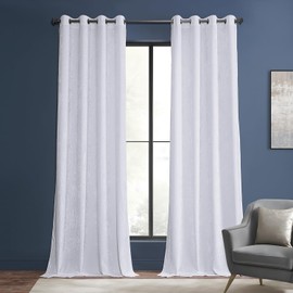 HPD Half Price Drapes Lush Crush Grommet Velvet Curtains - Room Darkening Curtain 96 Inches Long for Bedroom & Living Room, Luxury Look, (1 Panel), 50W x 96L, Pearl White