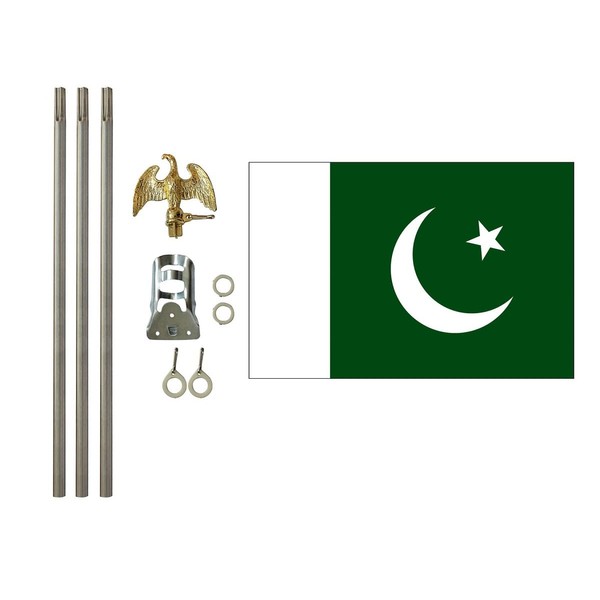 Pakistan 3x5 ft Outdoor Flag and Flag Pole Set, Combination