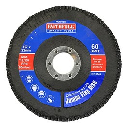 Faithfull FAIFD12580Z Zirconia Abrasive Jumbo Flap Disc 127mm x 22mm MEDIUM