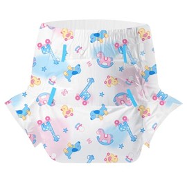 CutiePlusU Adult Nappies, Pack of 2, Disposable Incontinence Briefs with Tabs for Women and Men, Maximum Absorbency Overnight Rocking Fun (Medium 28 - 38 inches)