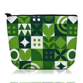 ADQWIOVL Cosmetic Bag Makeup Bag, Birthday Gifts for Women Mom, Cute Canvas Toiletry Bag, Durable Travel Toiletry Makeup Organizer Zipper Pouch, Lipstick Pouch, Green Plaid