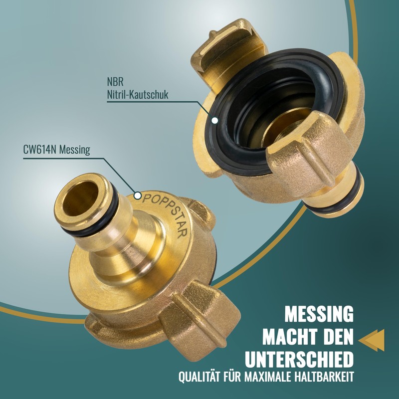 Poppstar Set of 2 Brass Quick Coupling System Geka on
